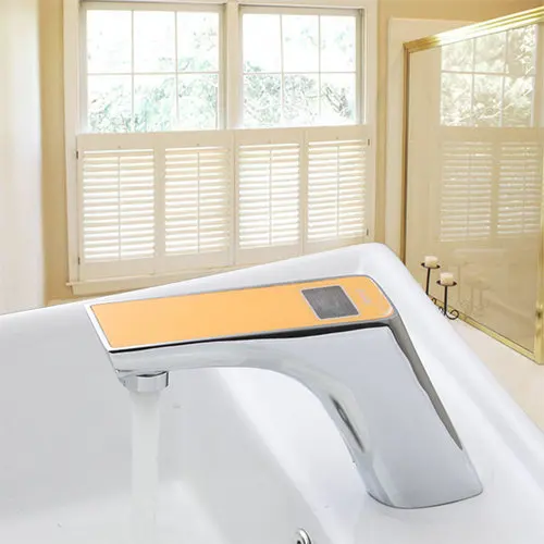 

Yellow Hot/Cold Sensor Torneira Digital Display Bathroom Automatic Touch Sensor Wash Basin Chrome 89019 Sink Tap Mixer Faucet