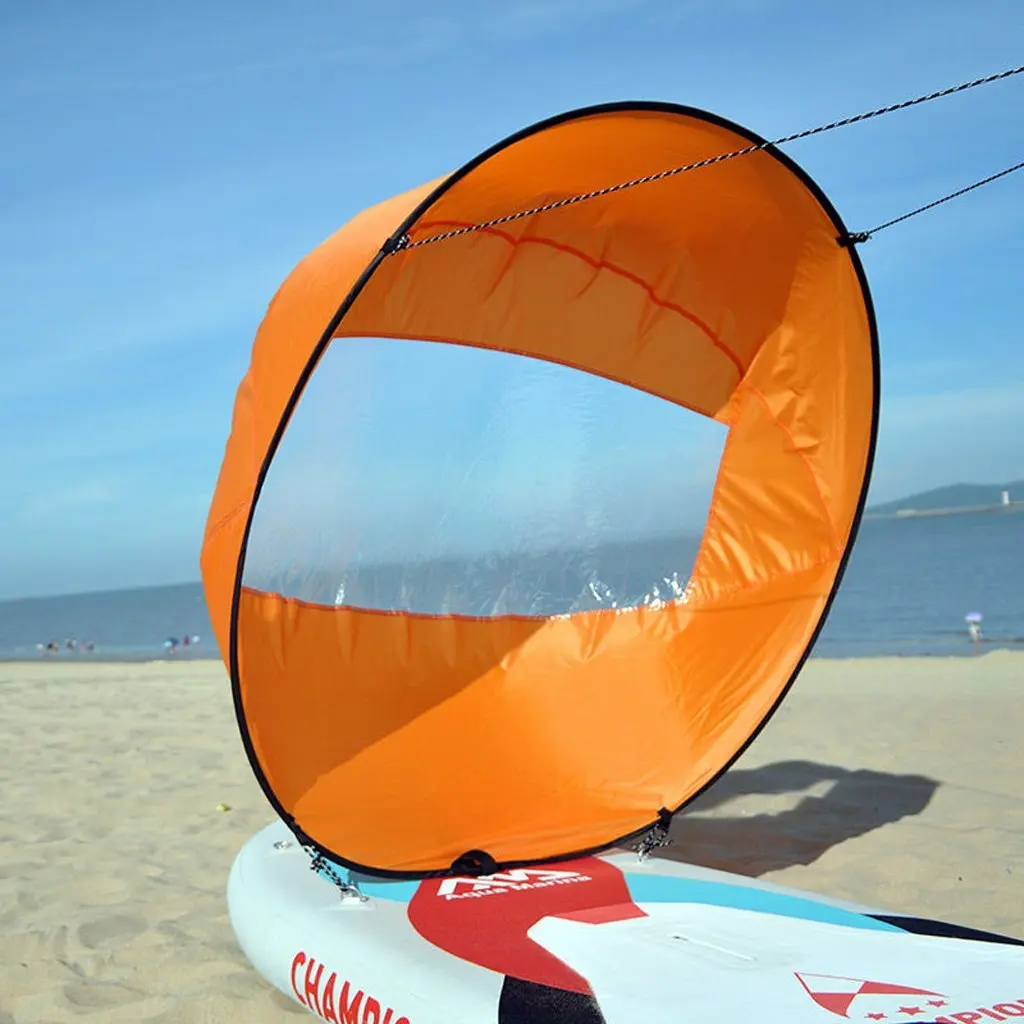 Легкий портативный, 42 дюймов ветер весло Мгновенный Всплывающий парус байдарки, каяк ветровой парус, аксессуары для байдарки-оранжевый