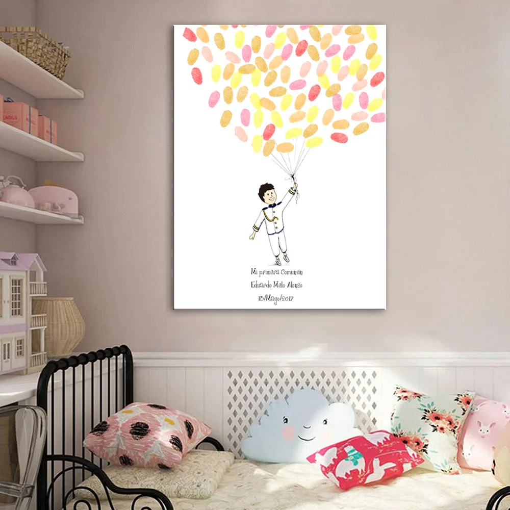 

Fingerprint Tree Signature Canvas Painting Balloon Wedding Gift Party Gift DIY decoration Party Gift (Includes 6Ink Colors)