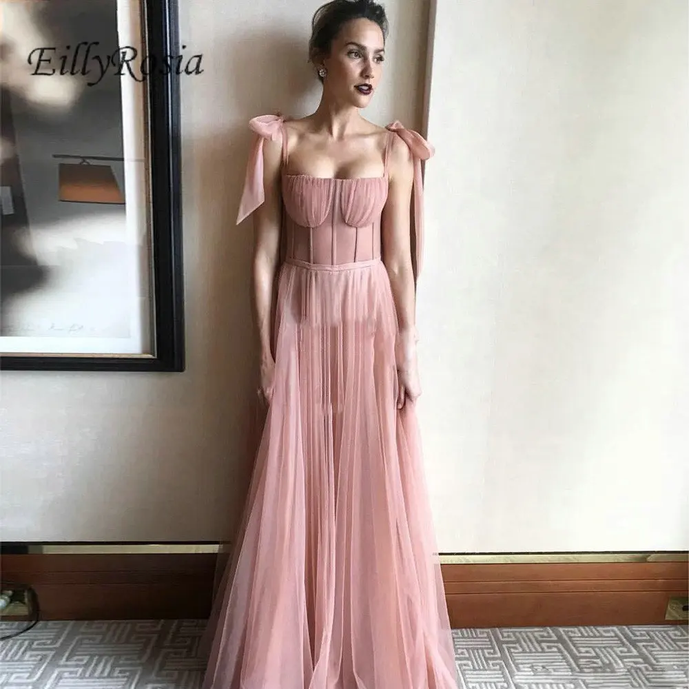 Blush Pink Prom Dress Long Spaghetti 