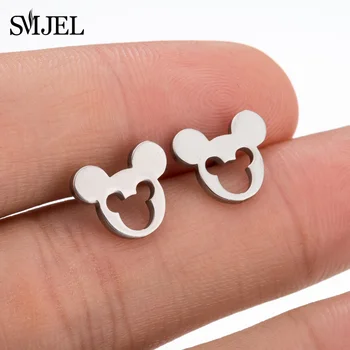 

SMJEL Fashion Women Mickey Earrings Cartoon Minnie Animal Stud Earrings Stainless Steel Cute Small Jewelrys Earings Kids