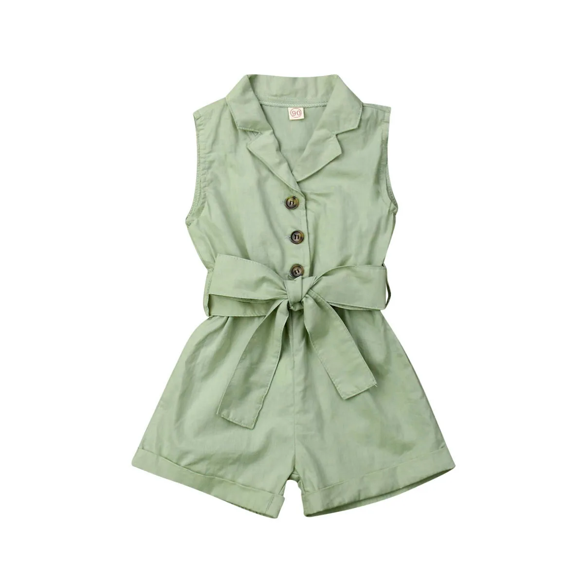 

2019 New Fashion Kids Baby Girls Sleeveless Solid Clothes Bow-tie Waist Romper Jumpsuit Outfits Fashion Sunsuits