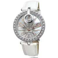 Royal Crown Mother-of-pearl Lady Women's Watch Quartz Hours Fine Fashion Bracelet Real Leather Luxury Rhinestones Bling CZ Box