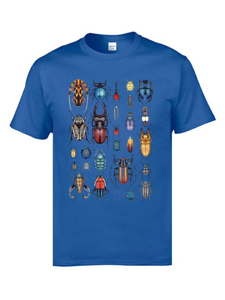 Коллекция жуков, насекомых, принт с животными, футболка, хлопок, повседневные футболки, объемные, простые, 3D, дизайнерская одежда, мужские рубашки - Цвет: Синий