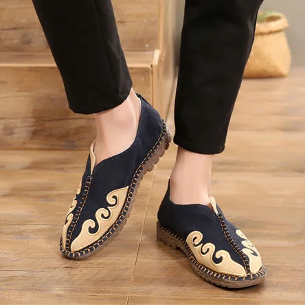 Handmade Men Canvas Flat Shoes Mens Patchwork Casual Espadrilles Loafers Light Breathable Outdoor Walking Male Soft Hemp | Обувь