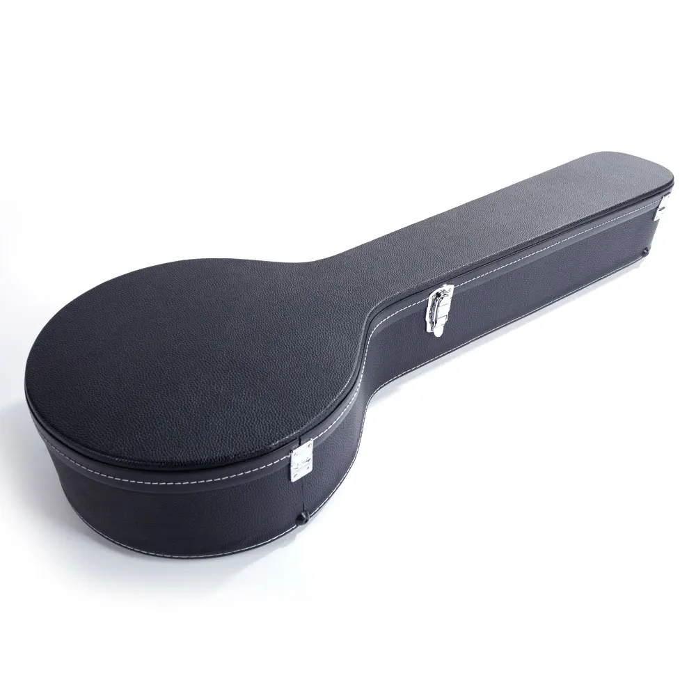 Glarry 5-string 6-string microgroove padrão couro madeira banjos caso preto-1