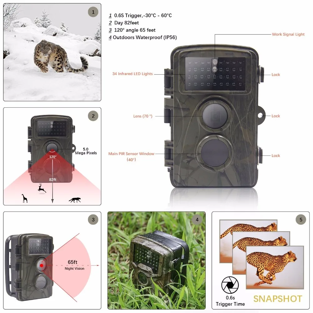 Photo traps 0.6s trigger 12MP 1080P HD Night Vision Hunting camera 12