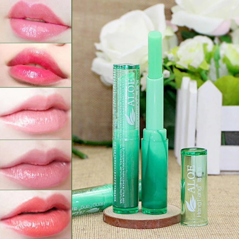 

2018Hot Winter Protect Lip Moisturizer Nutritious Lipbalm Makeup Aloe Vera Plant Lipstick Women Temperature Chang Color LipStick