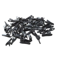 50 PC del collar del cordón de la solapa de Monte micrófono del auricular del cable de alambre Nip Clip Negro