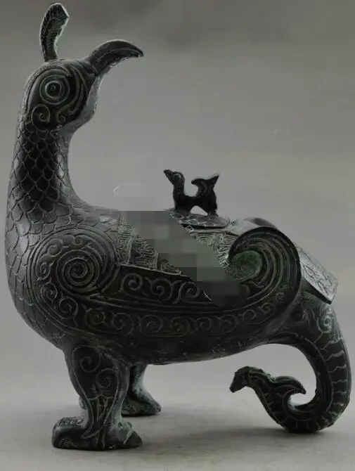 

S0872 Collectible Decorated Old Handwork Bronze Carved Phoenix Pot & Statue discount 30% (C0324)