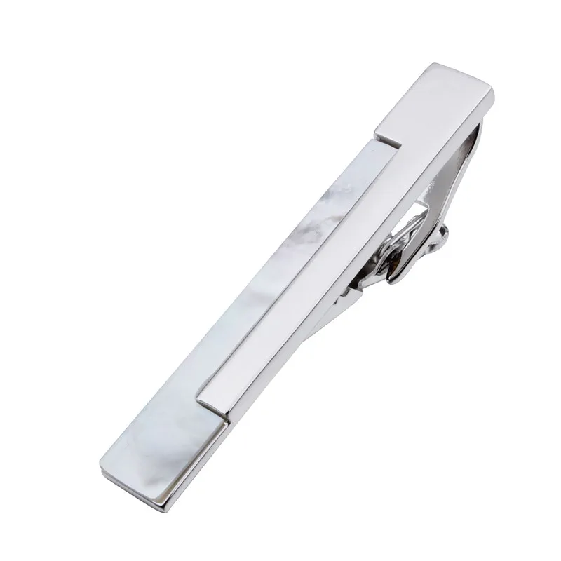 

HAWSON Mother of Pearl Tie Clip Jewelry Silver Color Tie Bar Etiquette For Groom Wedding