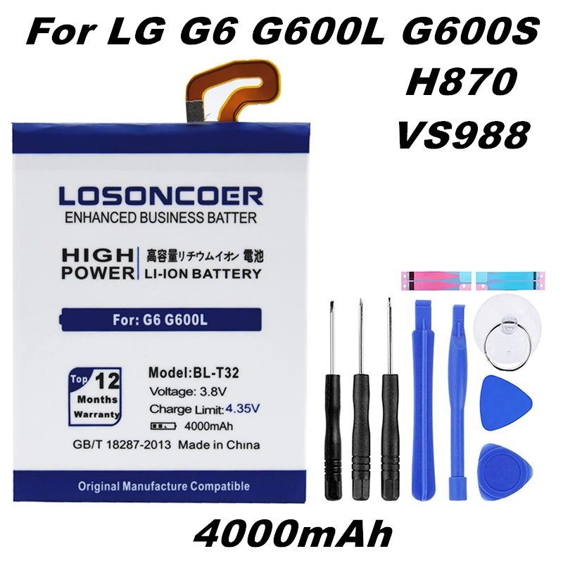 

LOSONCOER 4000mAh BL-T32 Battery For LG G6 G600L G600S H870 US997 VS988 H871 H872 H873 LS993 Battery