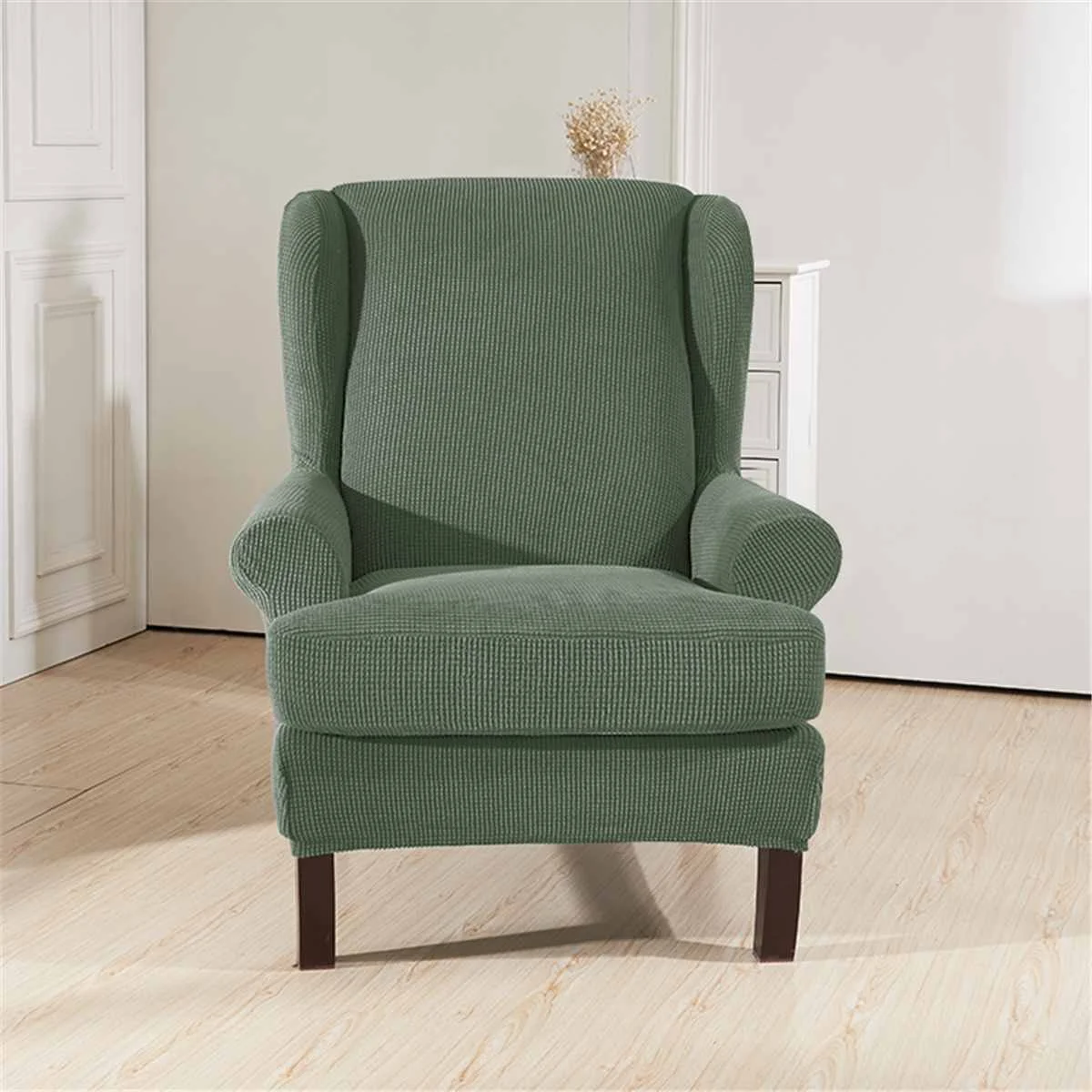 Наклонная рукоятка King Back эластичные чехлы на кресла кресло крыла дивана задняя крышка стула стрейч протектор SlipCover протектор - Цвет: Зеленый
