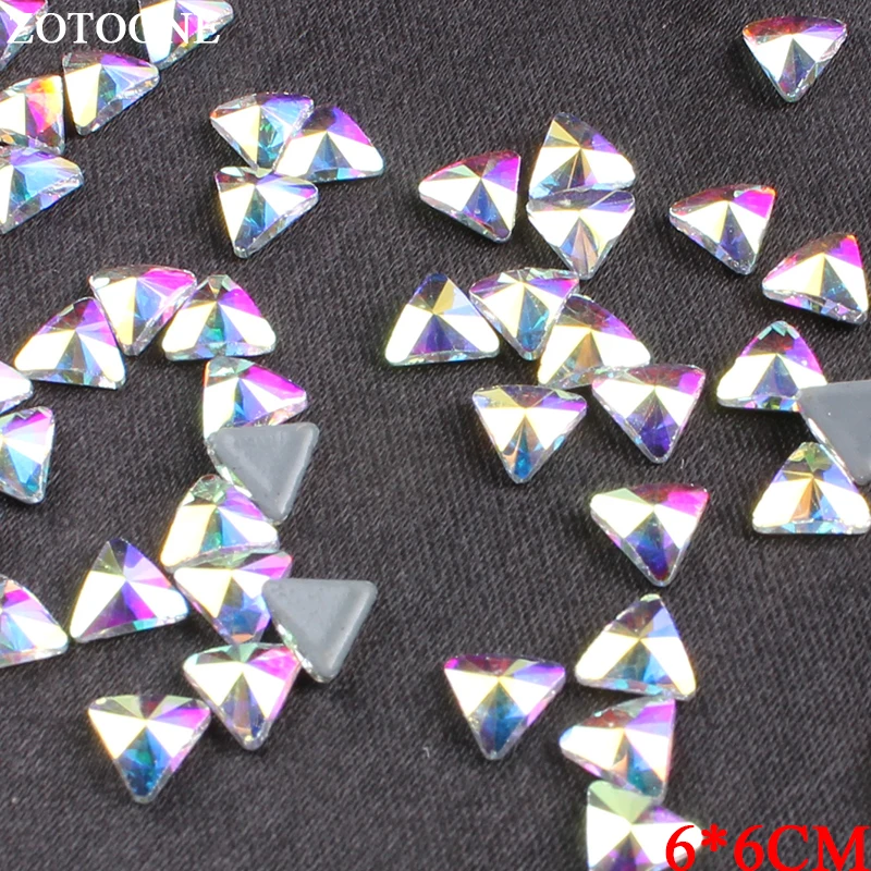 

ZOTOONE Crystal AB Triangle Rhinestone Hotfix Iron On Stones And Crystals Strass Flatback Nail Art Rhinestones For DIY Crafts E