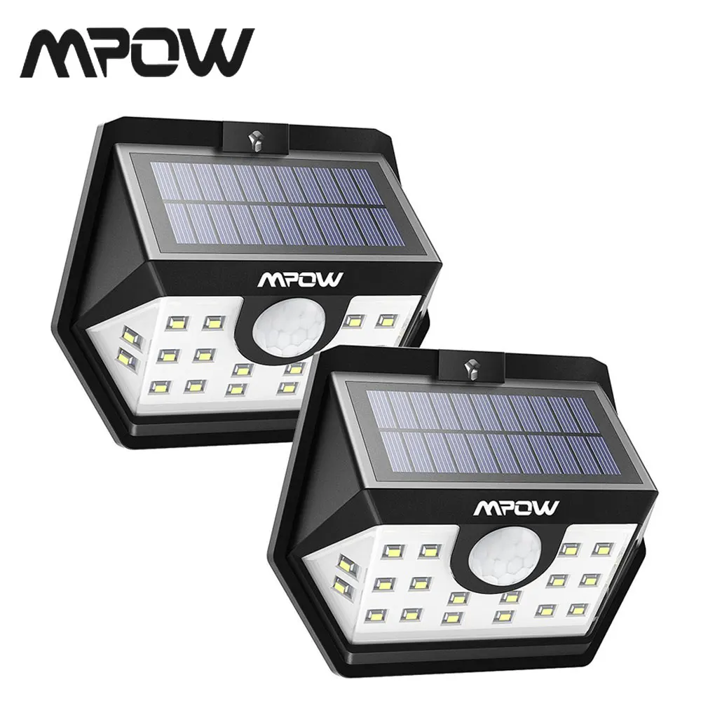 

2 Pack/lot MPOW 20 LED Solar Light Super Bright Motion Solar Powered Security Wall Lamp Outdoor IP65 Luz Solar Led Para Exterior
