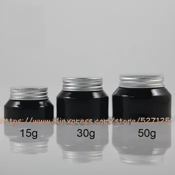 

15g 30g 50g black(painted) glass jar with aluminum lid,for eye cream/mask cream/facial cream/mini/sample container