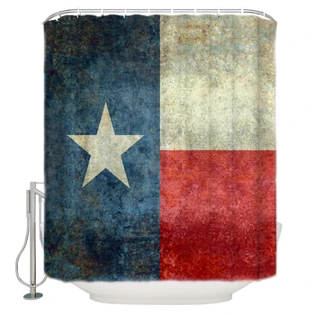 

Texas State Flag Retro Style Extra Long Fabric Bath Shower Curtains Bathroom Decor Sets with Hooks