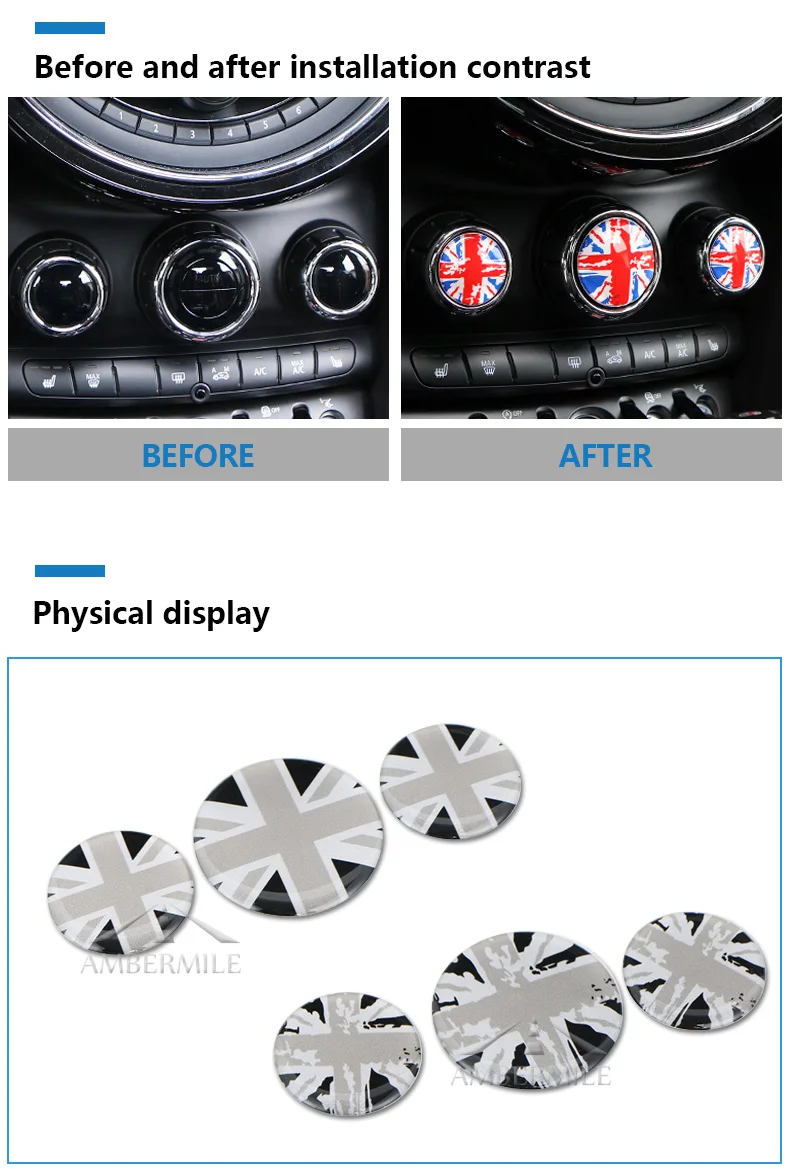 Car Interior Air Conditioning Switch Knobs Stickers Covers Decals for Mini Cooper JCW F55 F56 Accessories Car Styling (3)