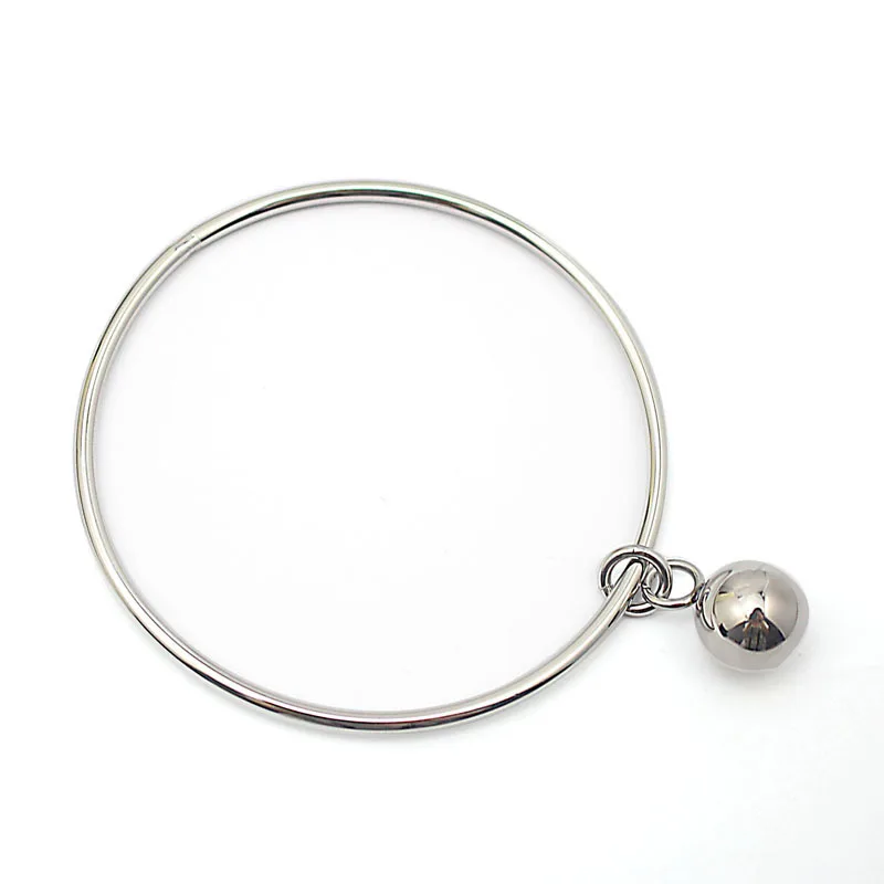 Stainless Steel Ladies Dangle Disc Pendant Wristband Metal Silver Color Wiring Charms Bracelets with Beads Ball Women Jewelry 4