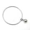 Stainless Steel Ladies Dangle Disc Pendant Wristband Metal Silver Color Wiring Charms Bracelets with Beads Ball Women Jewelry 4