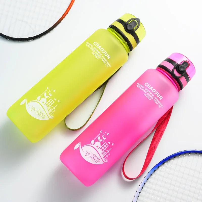 في الهواء الطلق 1000 مللي المياه زجاجة للسفر الرجال الرياضية النساء الاطفال المحمولة زجاجات مع غطاء المشي التخييم شاكر H1191