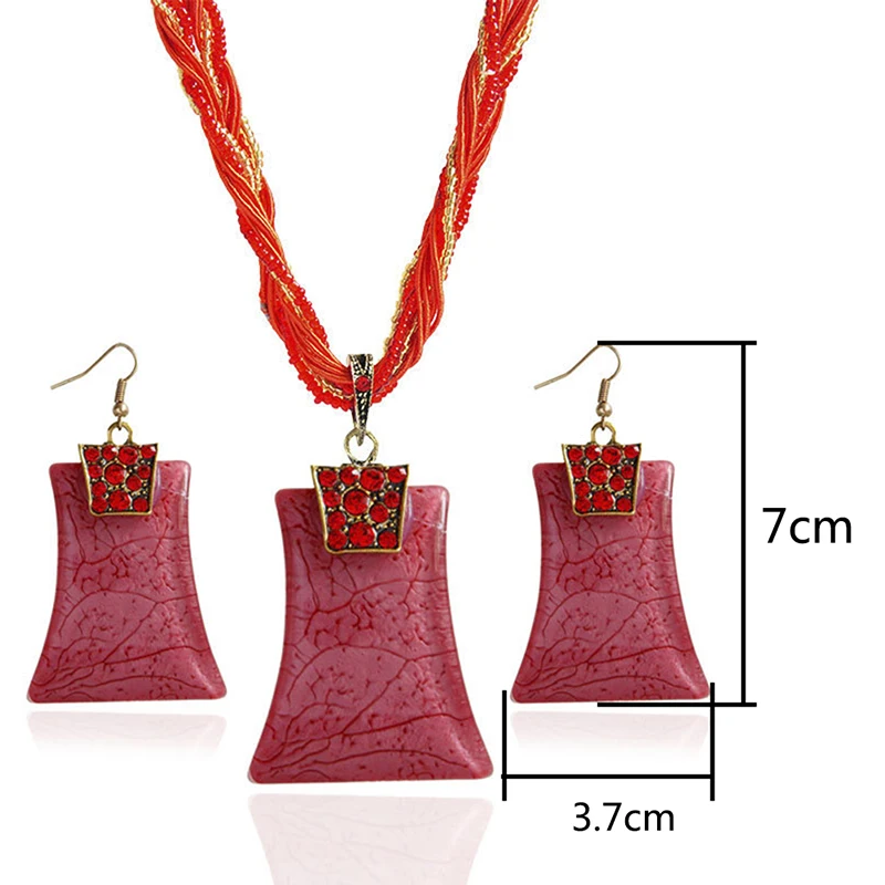 1 Set Multi Ropes Pendant Necklace Earring Sets for Women Girl Vintage Necklace Drop Earrings Wedding Bridal Jewelry Sets