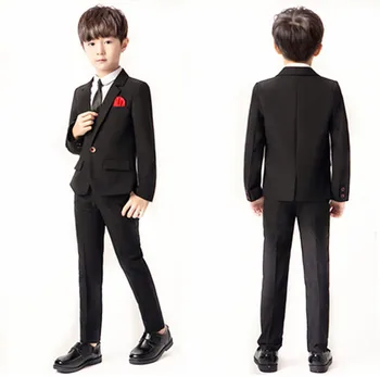 

2018 New 3PCS Kids Plaid Wedding Blazer Suit Brand Flower Boys Formal Tuxedos party Suit Kids Spring Set jacket+pants+shirt