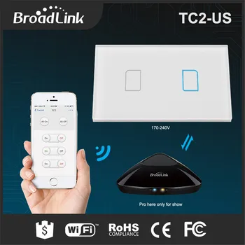 

Broadlink TC2 US/AU Smart Home RF433 Touch Light Switches 2 Gang 1 Way Remote Control by Rm pro Wall Touch Switch Panel 170-240V