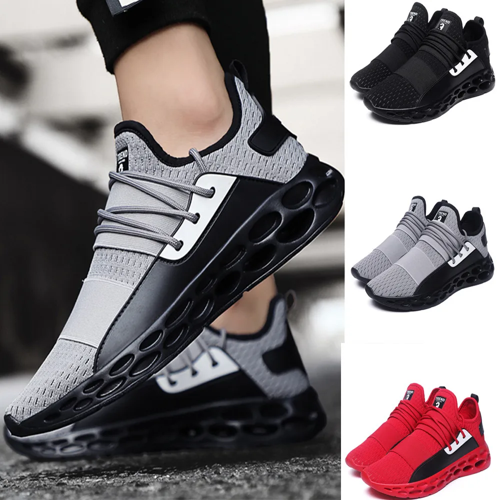 

2019 New Breathable Air Mesh Men Running Shoes Jogging Gym Training Athletic Outdoor Sport Shoes Red Sneakers#es