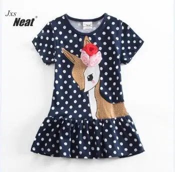 Летнее платье для маленьких девочек изящная хлопковая одежда для девочек с круглым воротником и принтом бабочки милое платье с короткими рукавами для девочек детская одежда, SH5868 - Цвет: SH6496 navy