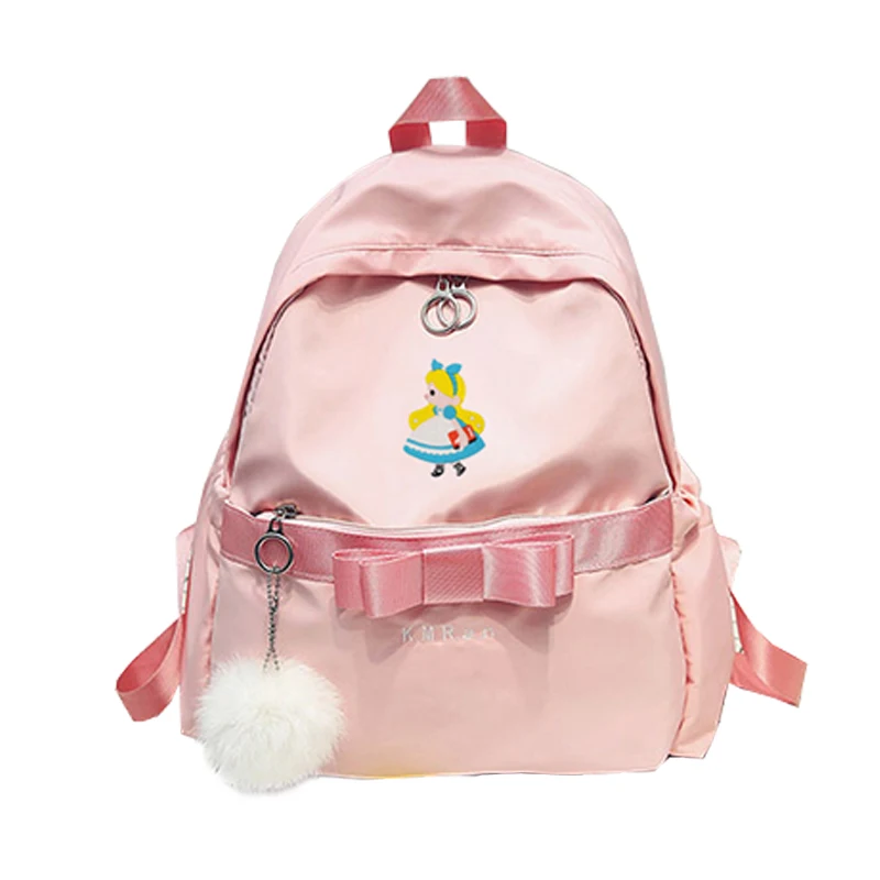 

Alice's Adventures in Wonderland Nylon Shoulder Bag Lolita Girl Cute Bowknot Backpack Student Leisure Backpacks