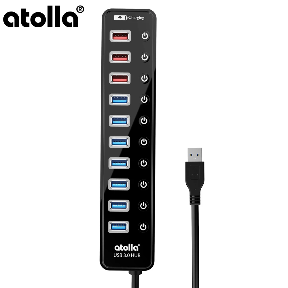 Atolla Powered usb 3 0 концентратор 7 USB портов для передачи данных + 4 умных порта зарядки с