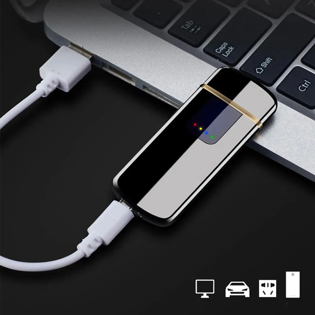 Adeeing портативная ультратонкая ветрозащитная Зажигалка сенсорная USB перезаряжаемая металлическая беспламенные зажигалки