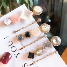 2 шт./компл. ювелирных изделий декоративная спиральная одним словом заколка для волос, Для женщин искусственный бриллиант из бисера искусственный Мрамор зажим для волос в стиле ретро Заколка-Утконос