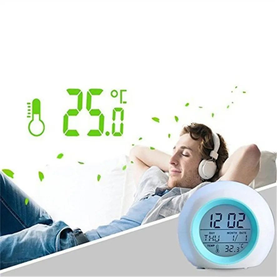 New Brand 1PC Alarm Clock LED Wake Up Light Digital Clock with