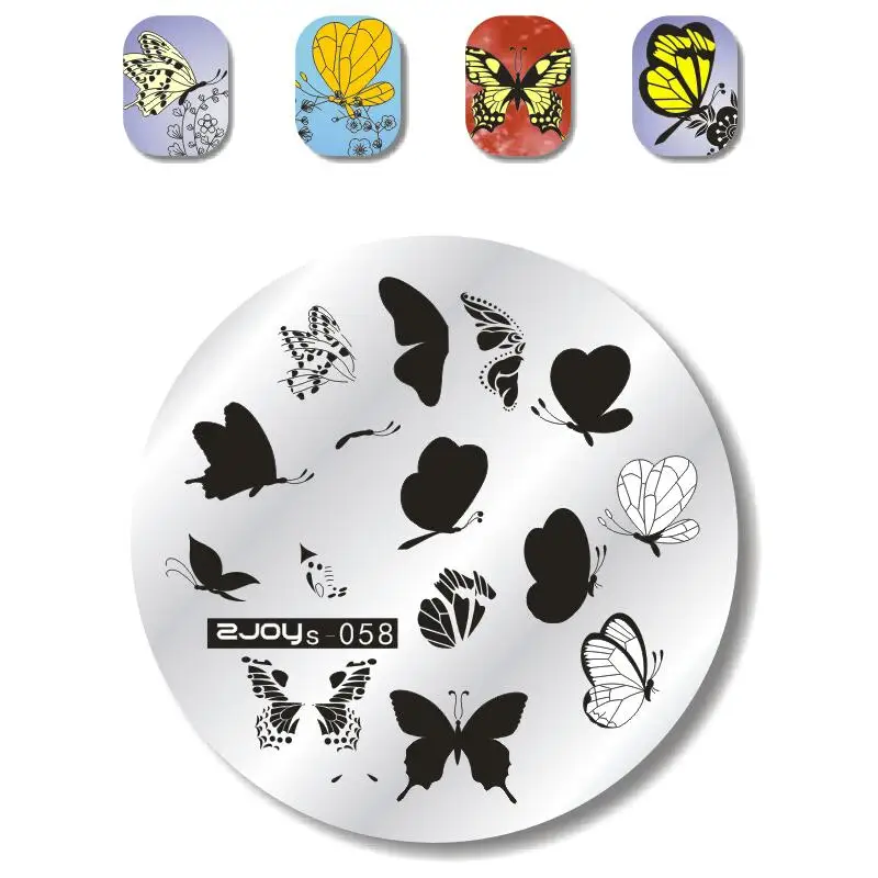 

New! 1 Pc Butterfly Pattern Nail Stencils ZJOYS-058# 5.6 cm Stamping Plates Stainless Steel Stamp Polish Stencils Nail Art Tool