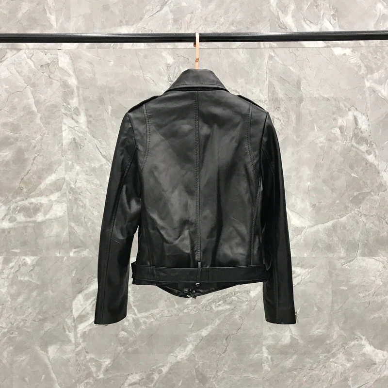 2019 Spring Version of The Slim Slimming Locomotive Sheepskin Leather Short Jacket Real Leather Jacket