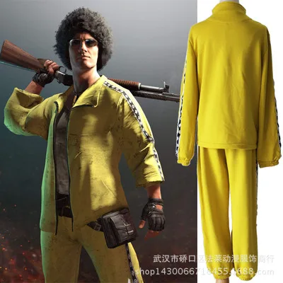  game PLAYERUNKNOWNS BATTLEGROUNDS cosplay PUBG Yellow sports clothes set Yellow clothes pants props