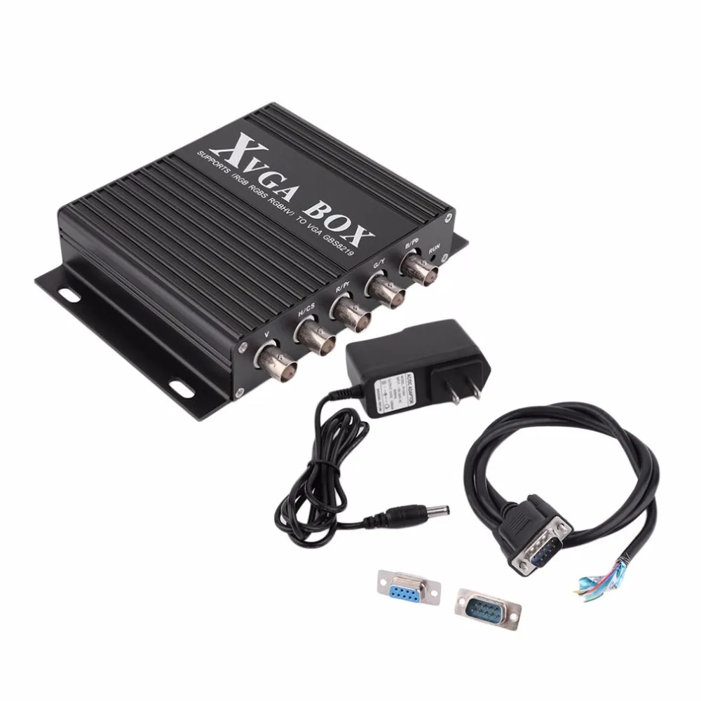 

XVGA Box RGB RGBS RGBHV MDA CGA EGA to VGA Industrial Monitor Video Converter with US Plug Power Adapter Black