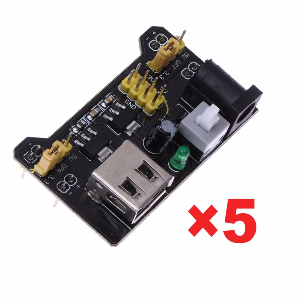 

New 5pcs/Lot 3.3V/5V MB102 Breadboard Power Supply Module Solderless Bread Board DIY For Arduino Board