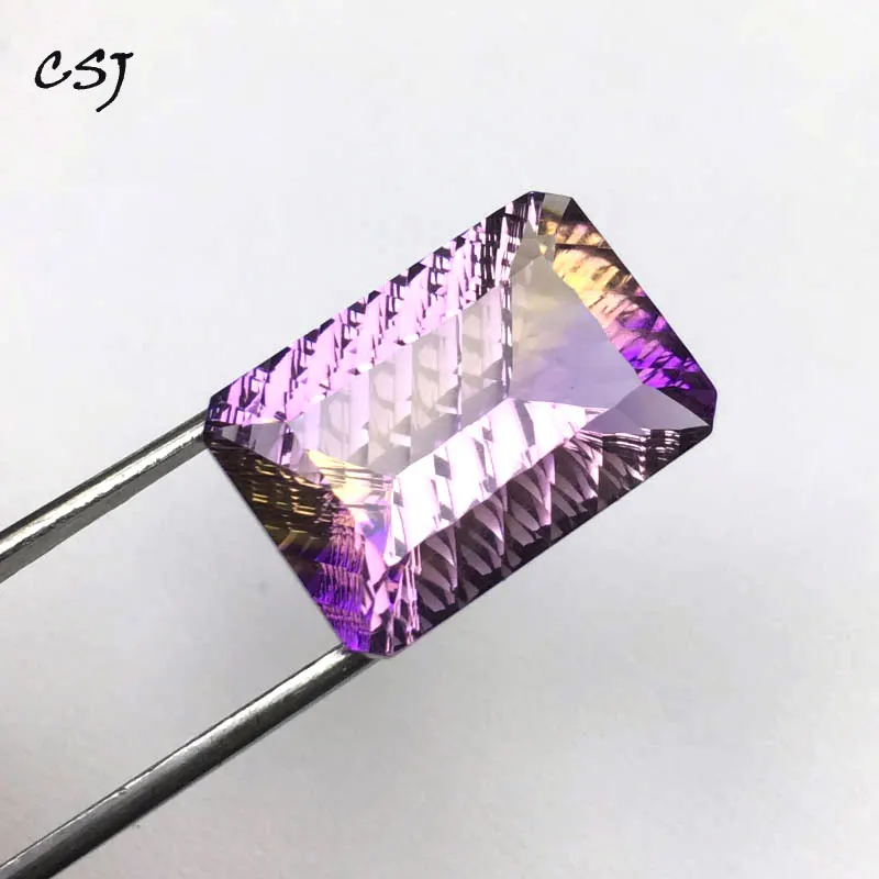 CSJ Real Natural ametrine loose gemstone bright concave cut Oct13*19mm 15.7ct fine jewelry with stone silver gold ring Diy | Украшения и