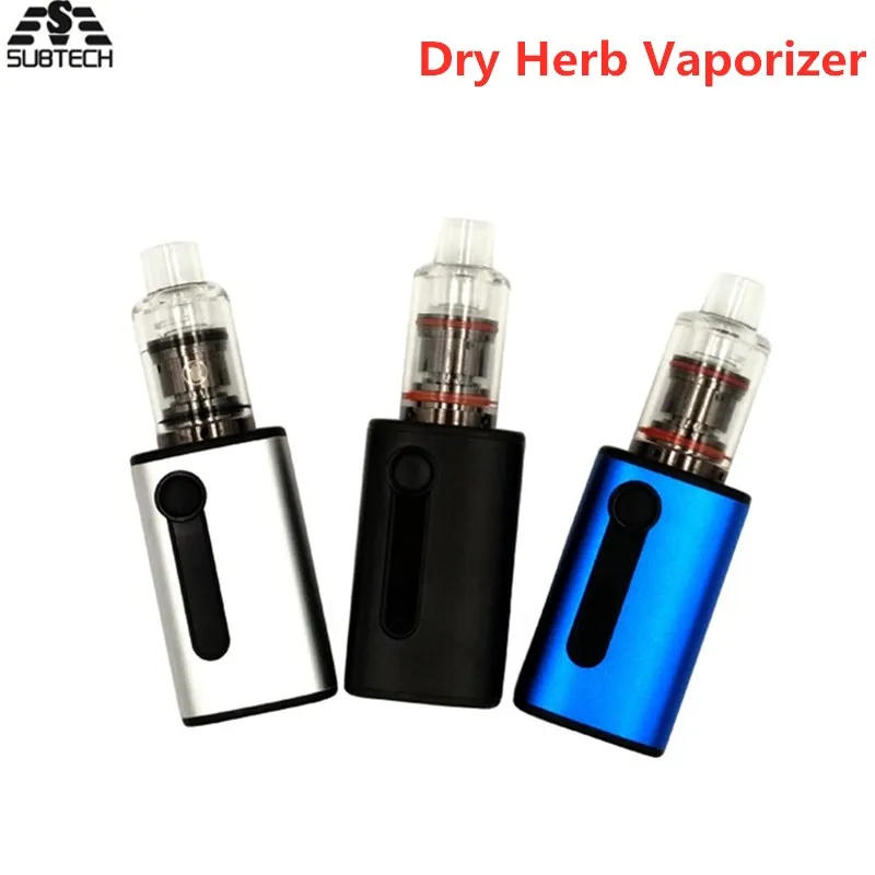 

Newest dry Herb Vaporizer 950Mah battery dry herbal Box mod electronic cigarette 10A quartz core 0.7ohm vaper smoking vape kit