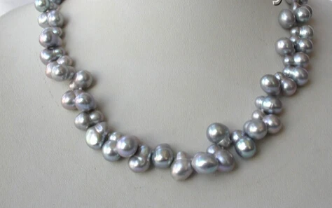 

Miss charm Jew1104 stunning big 14mm baroque gray freshwater cultured pearl necklace (A0513)