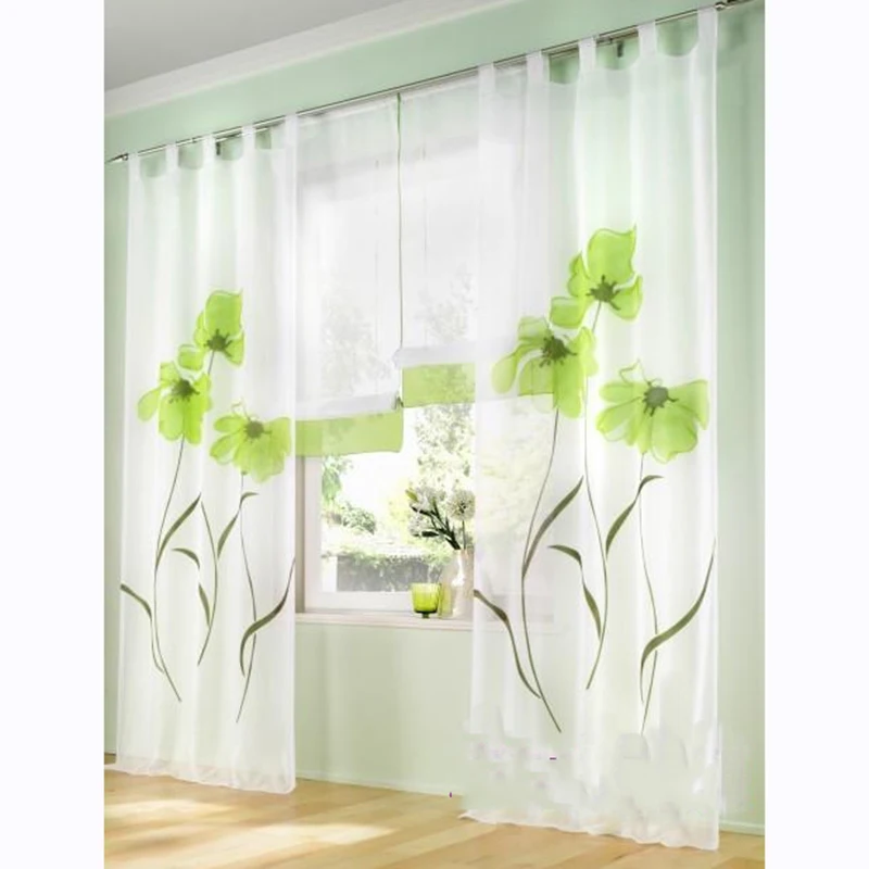

1Piece Flower Decorative Tulle Curtain for Living Room Window Door Curtain Valance Drape Panel Sheer Tulle Valance Sheer Curtain