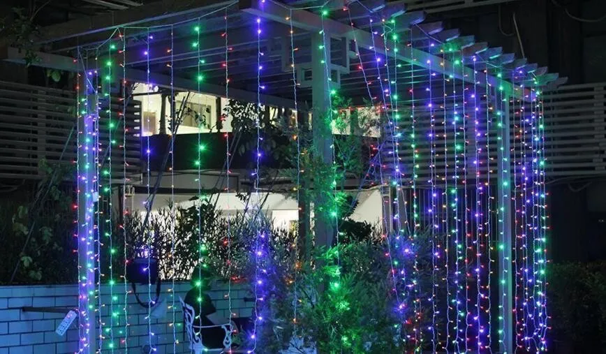 Новый год украшения новогодние гирлянды светодио дный рождественские гирлянды открытый Luces De Navidad светодио дный Шторы огни строки 3x1 м 220 В