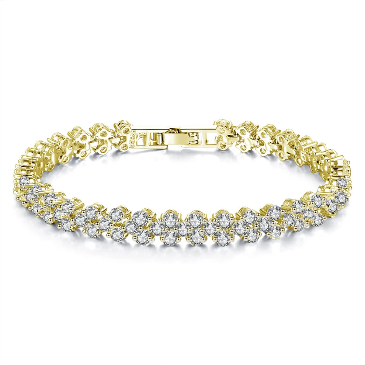 Rose Gold Sparkling Crystal Bangle & Bracelets For Women Luxury Zircon Rhinestone Bracelets Charming Wristband Jewelry