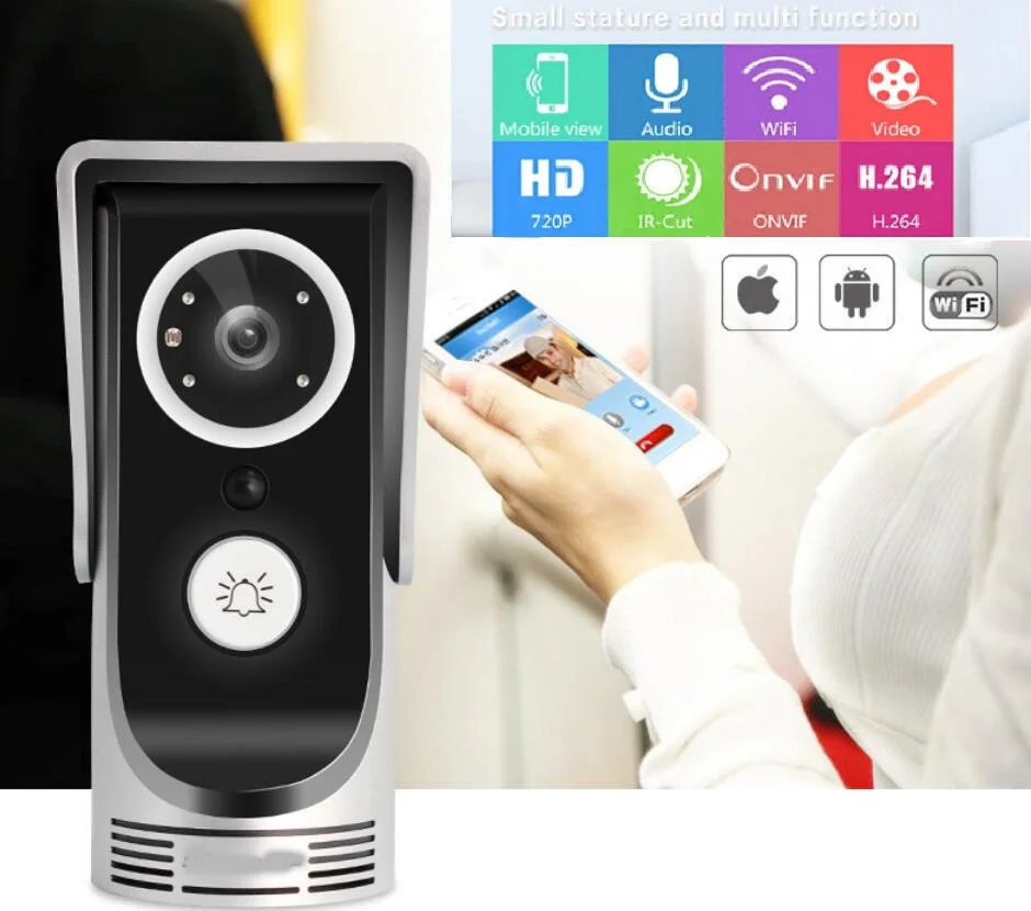 

Wireless Wifi Intercom Doorbell 720P 145 degree wide viewing angle Camera support Night Vision Motion Detection Video Door phone