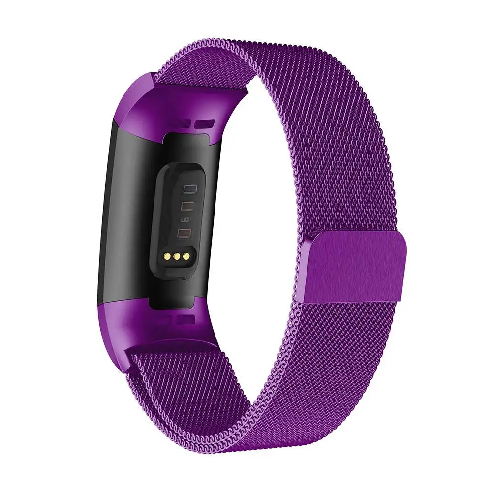 Нержавеющая сталь магнитный Миланский ремешок для Fitbit Charge 3 сменный ремешок для смарт-браслета для Fitbit Charge 3 ремешок для часов - Цвет ремешка: Purple