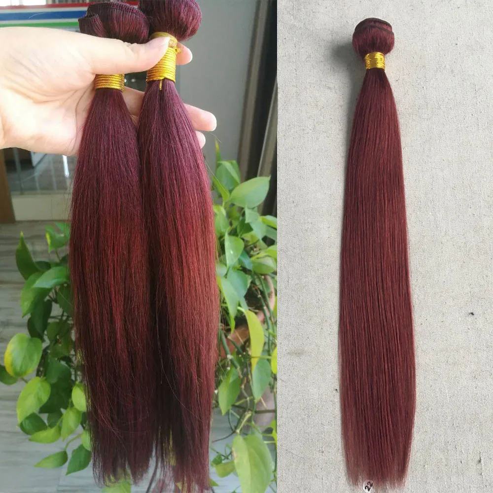 

Chic Crown Red Bundles Pre Colored Brazilian Hair Weave Bundles 10-24 Inch 99J bundles 100% Human Hair Extensions Free Shipping