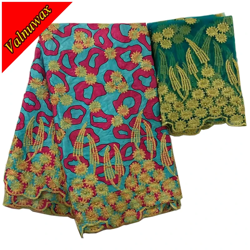

Hot Sale 5 Yards+2 Yards India Bazin Riche Getzner Lace Fabric 2019 With Blouse Beaded Embroidered Basin Fabric For Women LSb